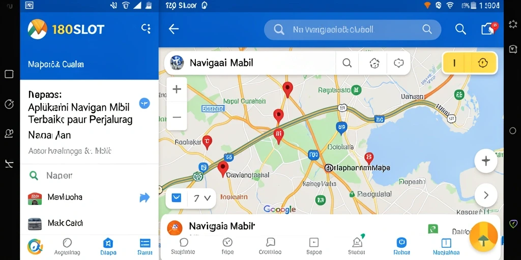 Antarmuka aplikasi Navigasi Mobil 180SLOT yang user-friendly dan informatif.