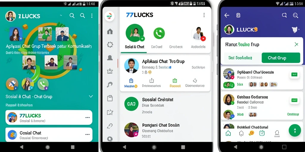 Tampilan antarmuka aplikasi Chat Grup 77LUCKS yang modern dan intuitif.