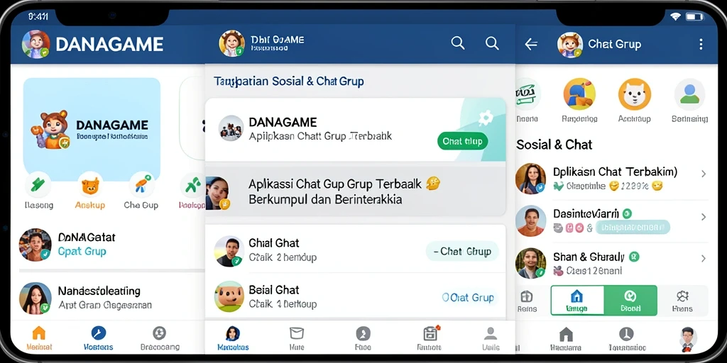 Antarmuka aplikasi DANAGAME yang menarik dan fungsional untuk chat grup.