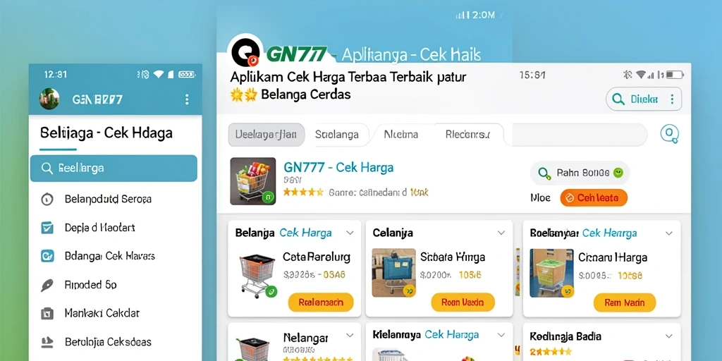 Antarmuka GN777 yang menunjukkan perbandingan harga berbagai produk.