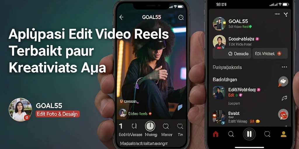 Antarmuka aplikasi GOAL55 yang menarik dan fungsional untuk Edit Video Reels.