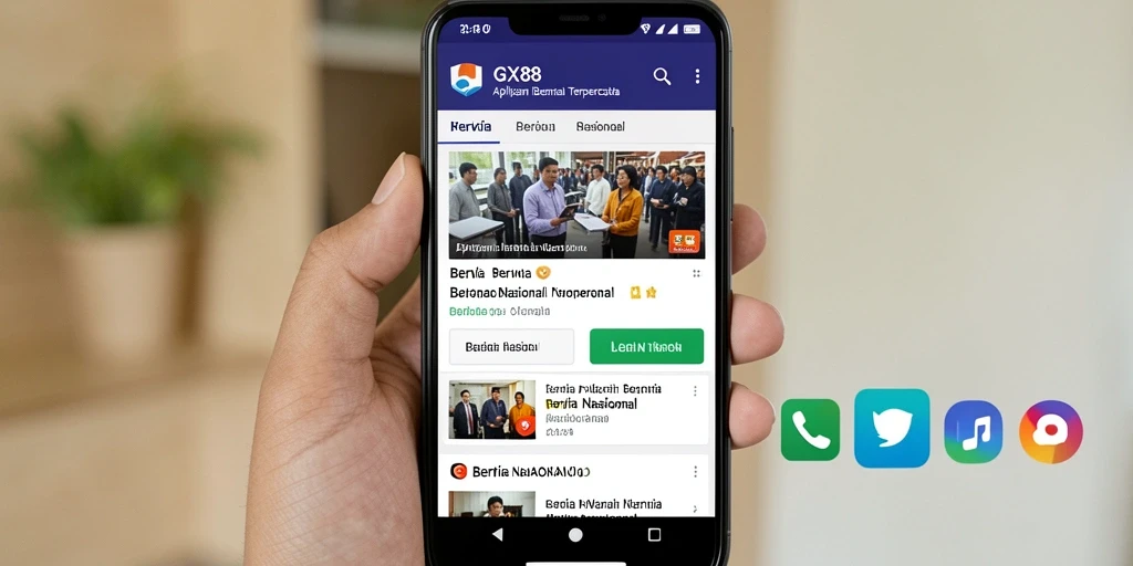 Tampilan antarmuka aplikasi GX88 untuk berita nasional terkini.