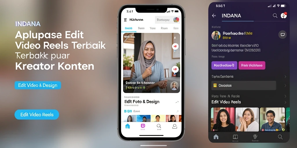 Tampilan antarmuka pengguna INDAAA untuk edit video Reels yang intuitif.