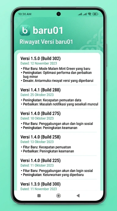 Riwayat Versi baru01 untuk Pengguna Android